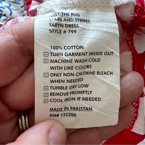 Jelly the Pug Fourth of July Patriotic Ruffle Dress in Red White Blue 24 Months - Picture 13 of 13